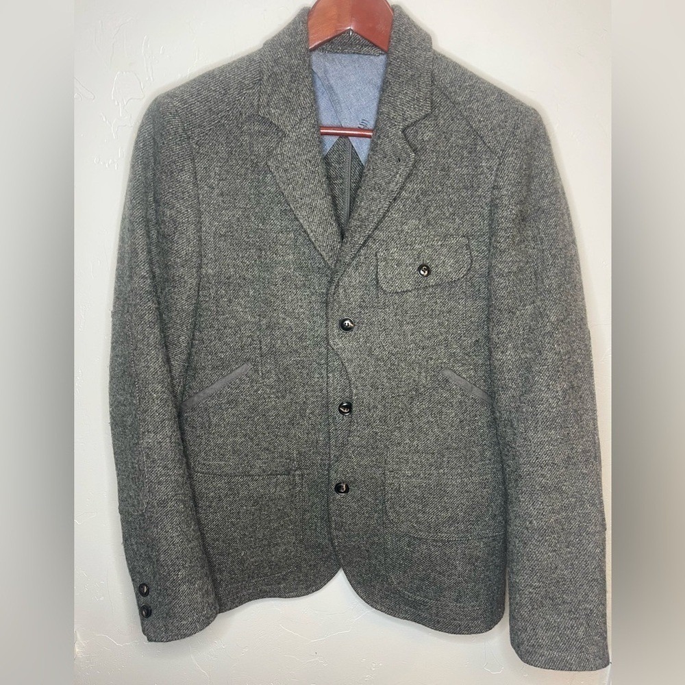 H&M Mauritius Archive Abraham Moon Gray Wool Tweed Sport Coat Jacket Men's 36R
